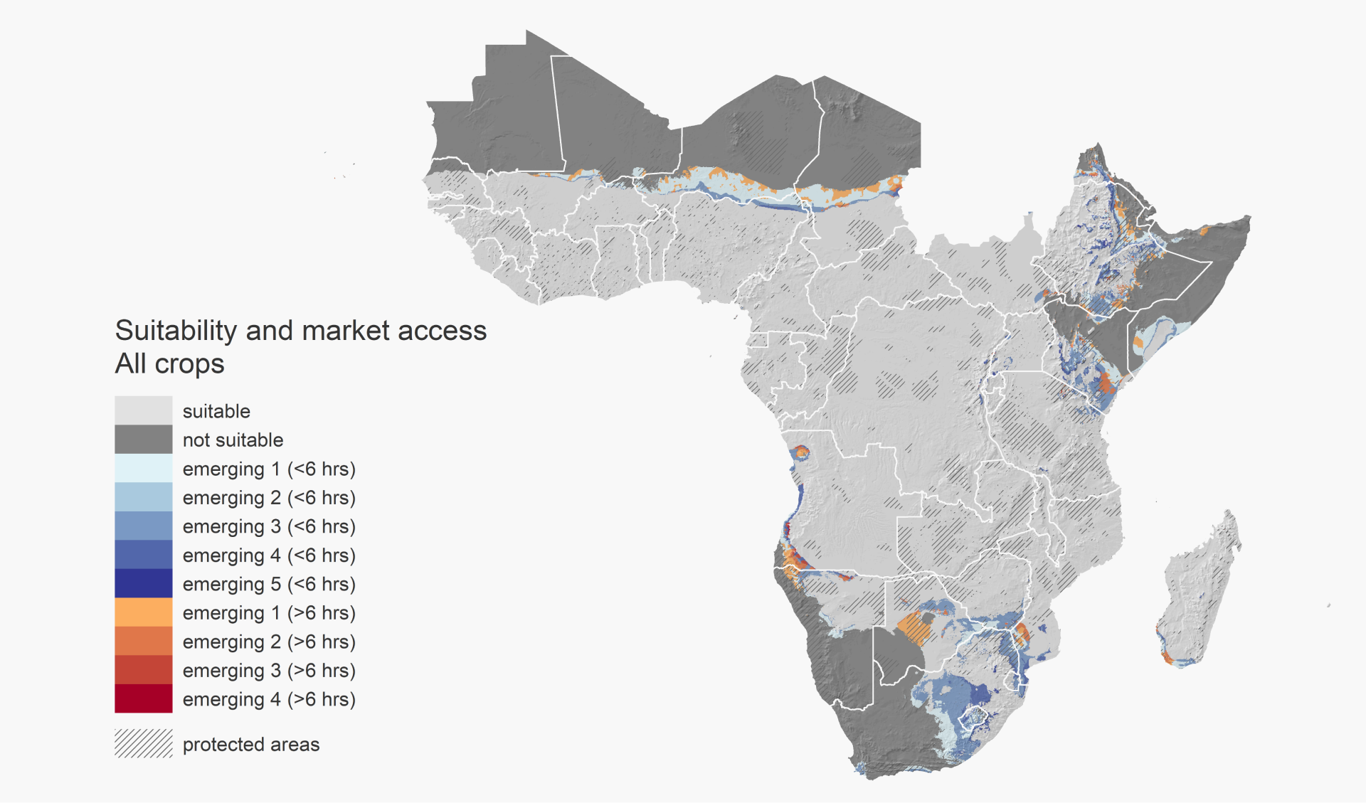 Data Insight 7, Map 1: Suitability and market access of all crops